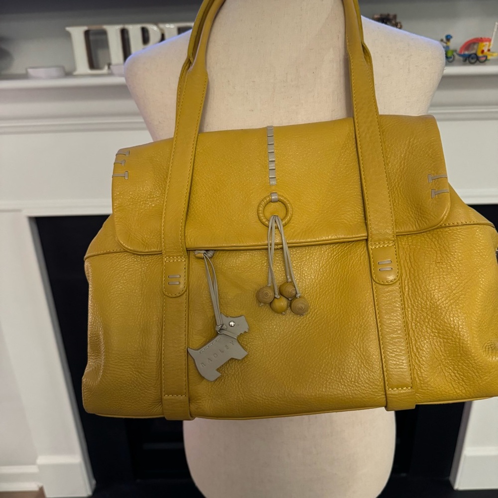💛 Radley London Mustard Yellow Leather Tote Bag